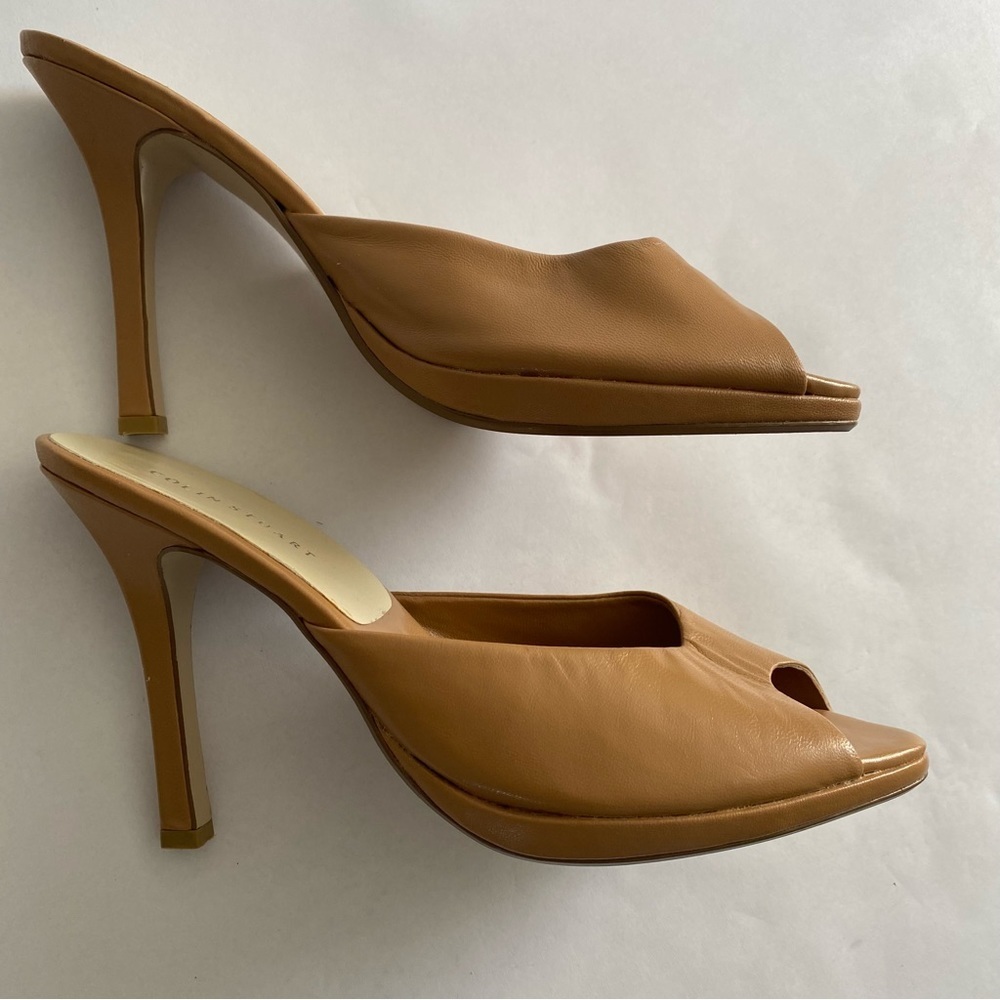 Colin Stuart Leather Peep Toe Mules 8.5